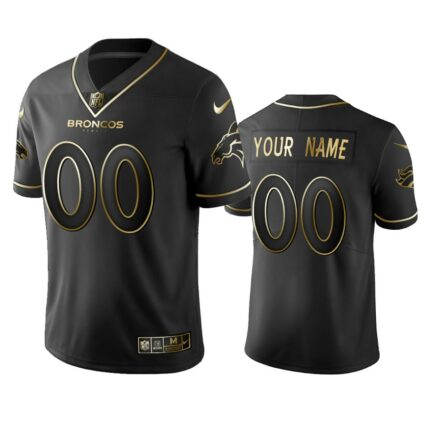 Men's Denver Broncos Customized Black Golden Edition Stitched Jersey